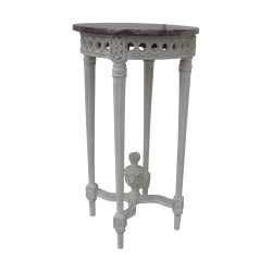 Louis XVI pedestal table 4 feet, carved and painted in white, …