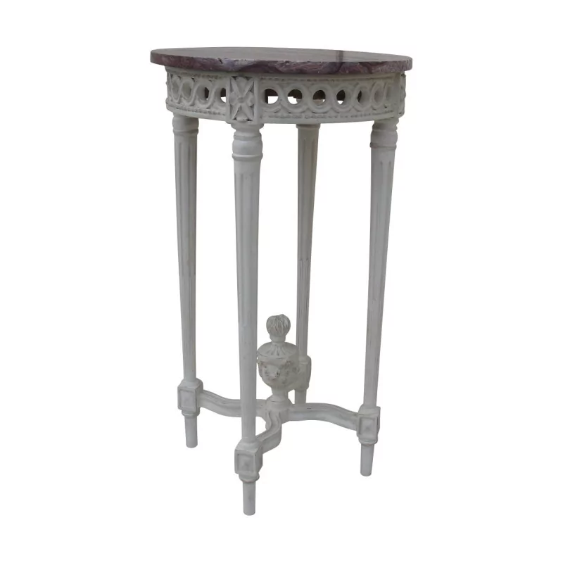 张路易十六时期的小圆桌，4 英尺，雕刻并涂成白色，…… - Moinat - End tables, Bouillotte tables, 床头桌, Pedestal tables