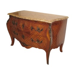 Grande commode Louis XV en bois de rose et dessus en marbre