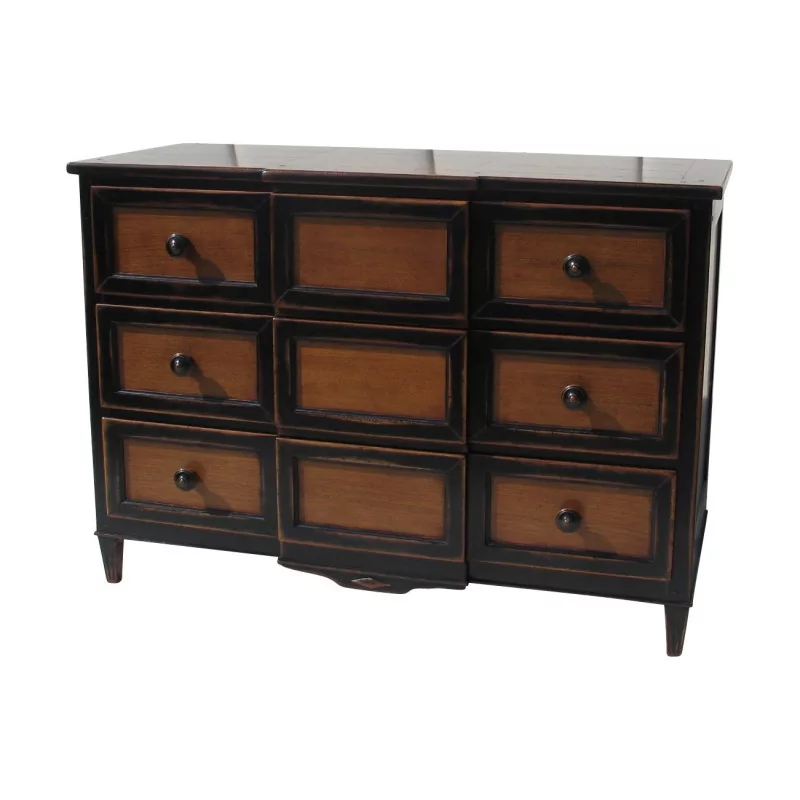 Chest of drawers in oak with black lacquered finish and patina … - Moinat - Chests of drawers, Commodes, Chifonnier, Chest of 7 drawers