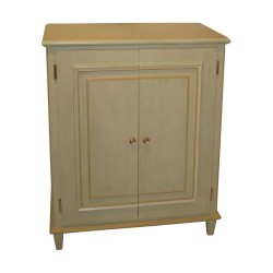 Meuble TV, avec 2 portes et 2 rayons peint vert.