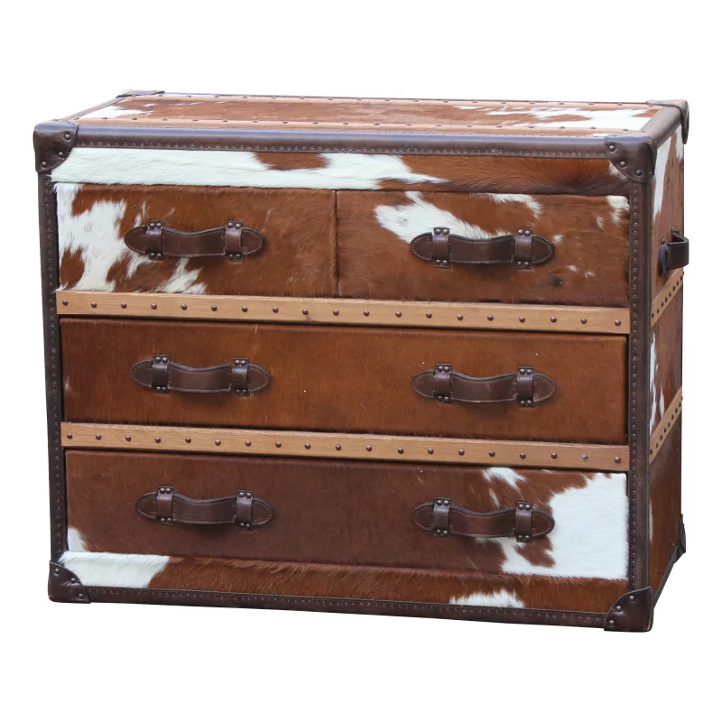 chest of drawers with 4 unique cowhide drawers. - Moinat - Chests of drawers, Commodes, Chifonnier, Chest of 7 drawers
