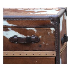 chest of drawers with 4 unique cowhide drawers.
