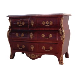 Commode Tombeau marquetée avec 3 tiroirs garnie de bronzes, …