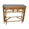 Console en bambou avec dessus en verre. - Moinat - Consoles, Dessertes, Dos de canapé
