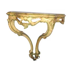 Venetian console in carved walnut, painted two tones.