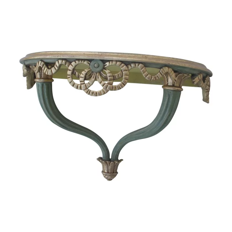 Small wooden wall console painted green and gold. - Moinat - Wall decoration, Hanging consoles