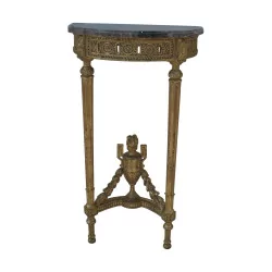 Louis XVI style console in carved and gilded wood, with …