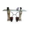 stone console with glass top. - Moinat - Consoles, Side tables, Sofa tables