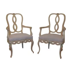 Paire de fauteuils peints Chippendale.