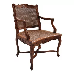 Paire de fauteuils Louis XIV cannés modèle Tilliard, avec