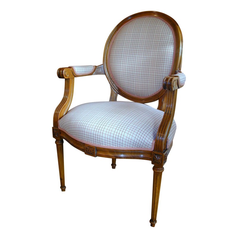 Louis XVI style medallion armchair, in cherry wood, covered - Moinat - Armchairs
