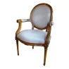 Louis XVI style medallion armchair, in cherry wood, covered - Moinat - BrocnRoll