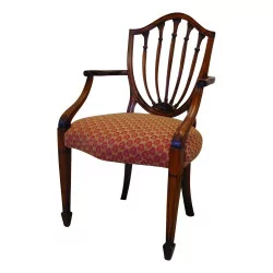 кресло для столовой из красного дерева Hepplewhite, сиденье с мягкой обивкой
