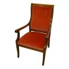 Louis-Philippe armchair in walnut, covered in red velvet. - Moinat - BrocnRoll