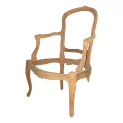 雕刻胡桃木路易十五扶手椅骨架。