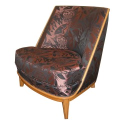 Art Deco “Normandy” low chair, in beech your cherry wood, with …