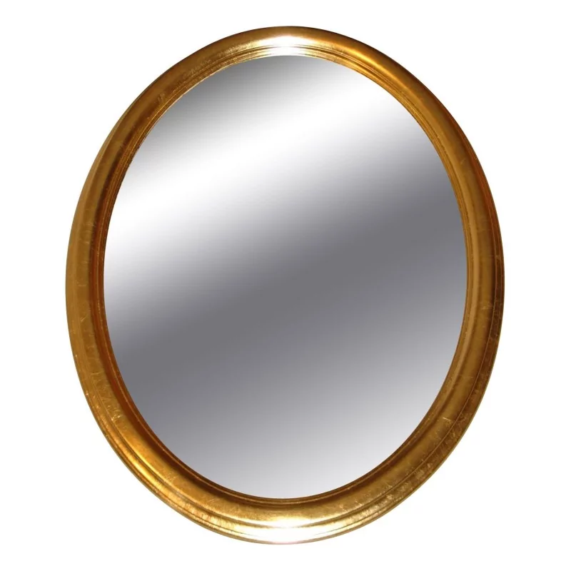 ovaler Spiegel aus vergoldetem Holz mit vertikaler Befestigung und … - Moinat - Spiegel