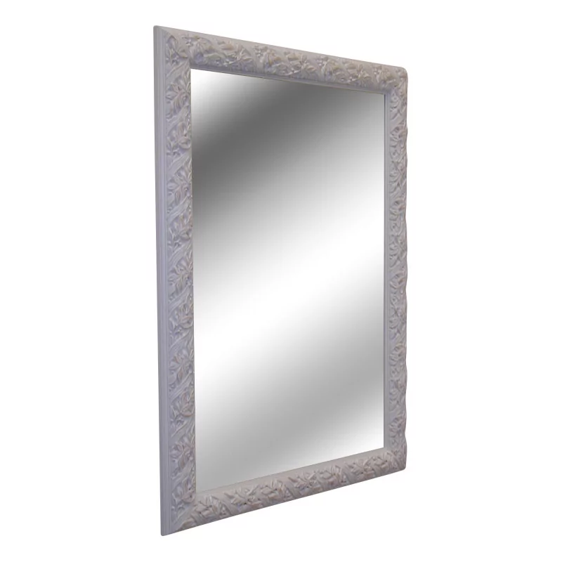 Mirror with carved frame painted white. - Moinat - Mirrors