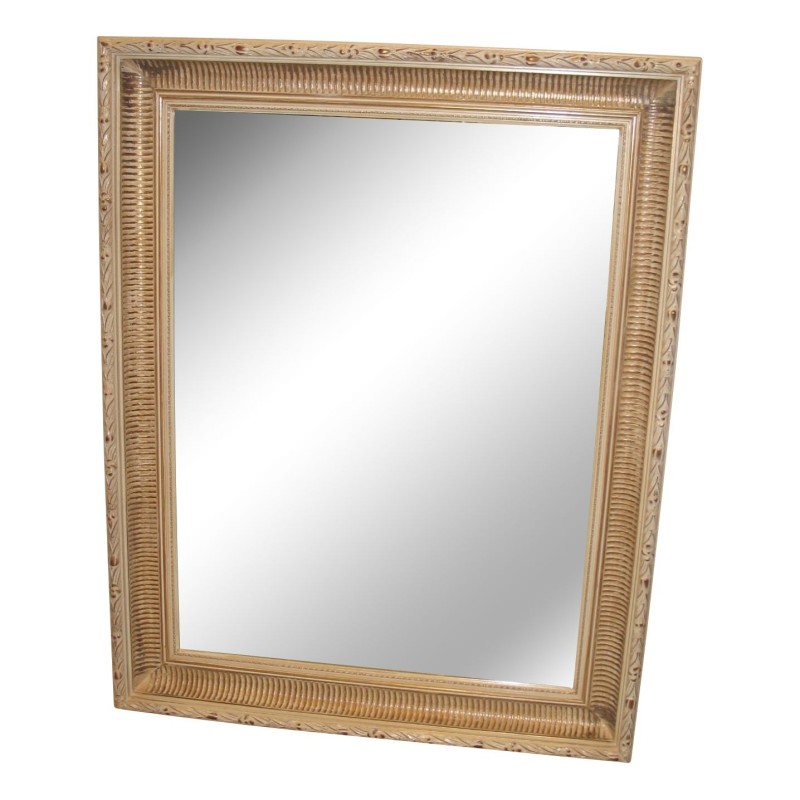 Fluted mirror with aged white patina. - Moinat - Mirrors