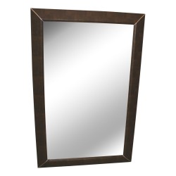 Miroir en cuir marron lisse.