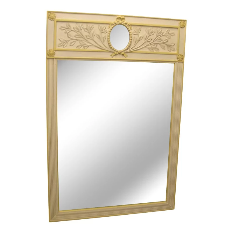 Large white patinated fluted mirror. - Moinat - Mirrors