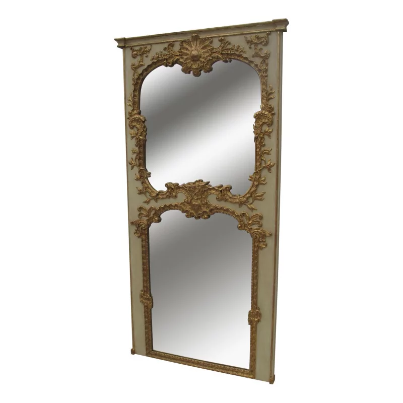 Trumeau in carved wood, painted beige and gold. - Moinat - Mirrors