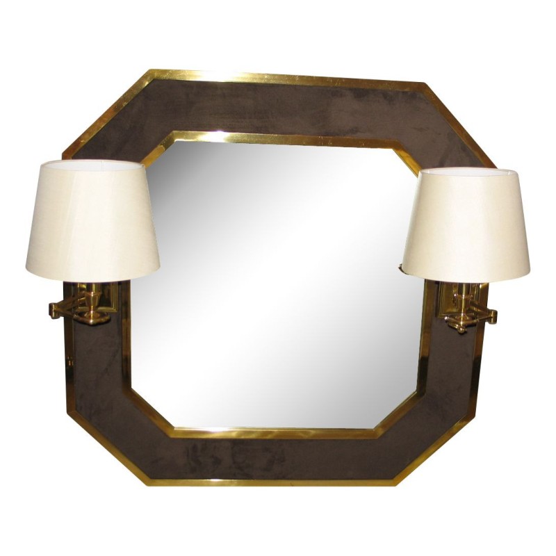 Miroir appliques “Passementerie” garni de tissu avec 2 … - Moinat - Glaces, Miroirs Miroir appliques “Passementerie” garni de tissu avec 2 … - Moinat - Glaces, Miroirs