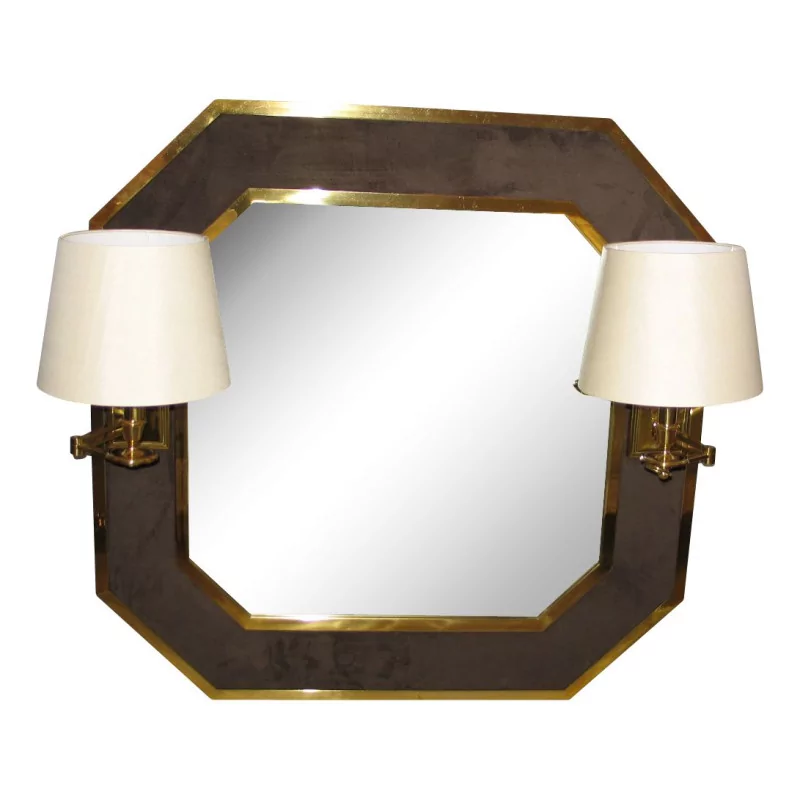 Miroir appliques “Passementerie” garni de tissu avec 2 … - Moinat - Glaces, Miroirs