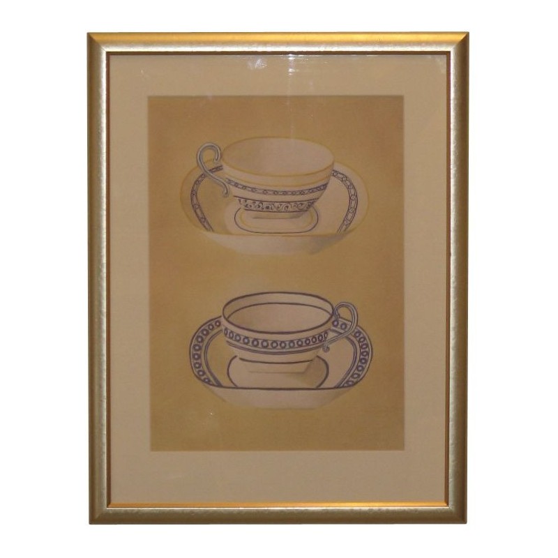 Color engraving \"Teacups\". - Moinat - Prints, Reproductions Color engraving \"Teacups\". - Moinat - Prints, Reproductions