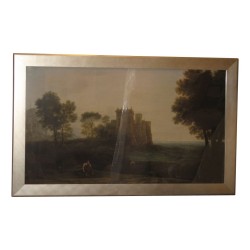Color engraving \"Romantic Landscape\".