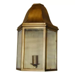 “Gothic” brass lantern, large patinated model.