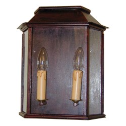 burgundy painted copper lantern.