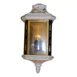 Ceramic and brass wall lantern.
