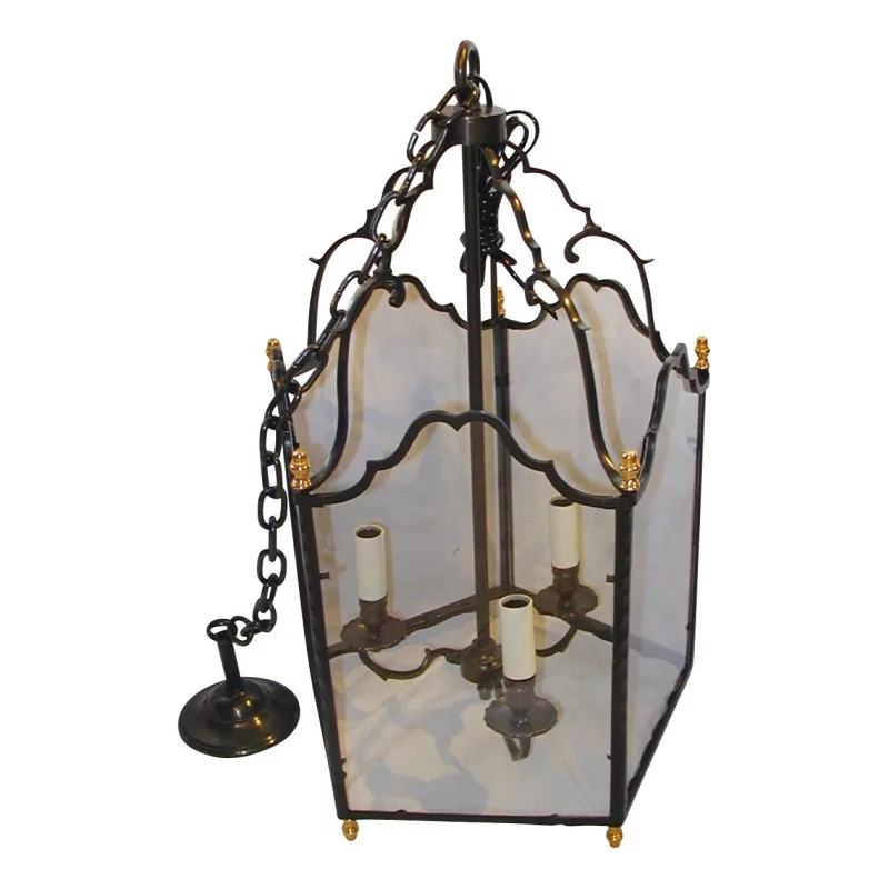 “Gun barrel” lantern in patinated bronze. - Moinat - Chandeliers, Ceiling lamps
