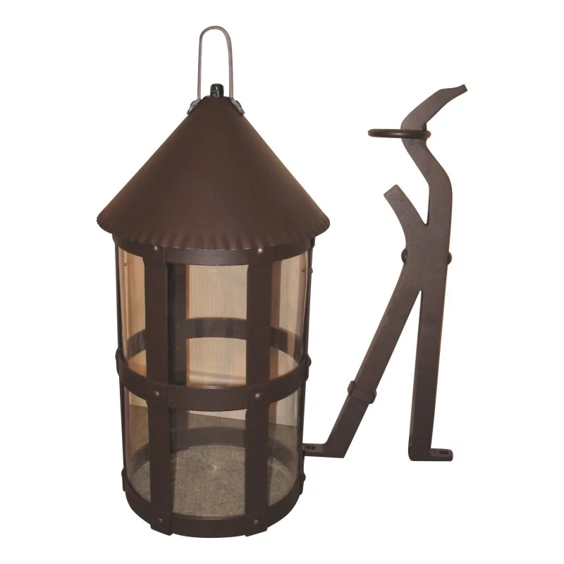 round lantern with rust-coloured aluminum stem. - Moinat - Chandeliers, Ceiling lamps