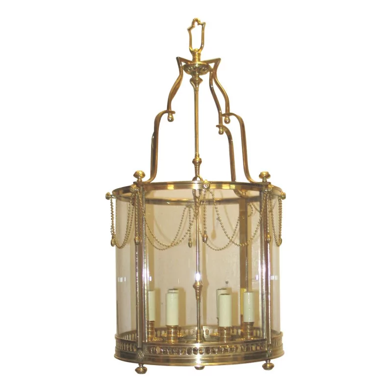 Large round bronze lantern with 6 lights. - Moinat - Chandeliers, Ceiling lamps
