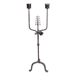 wrought iron floor lamp with 2 lights.