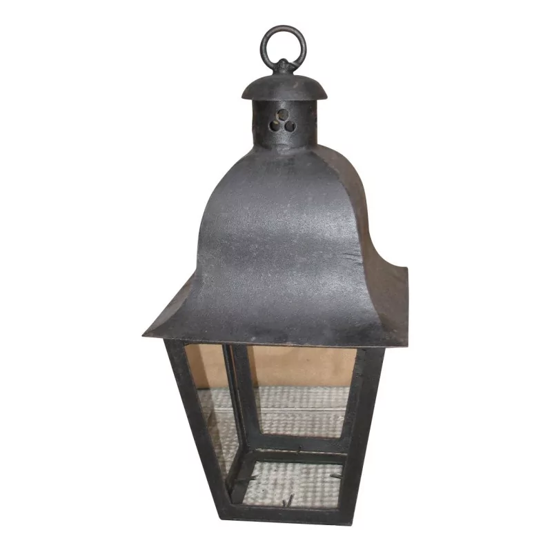 Square wrought iron lantern with 1 light. - Moinat - Chandeliers, Ceiling lamps
