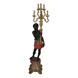 polychrome “Nubian” torchiere, with 6-light torches.