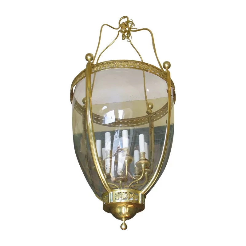 Large monumental “Egg” lantern in chased bronze with 8 … - Moinat - Chandeliers, Ceiling lamps