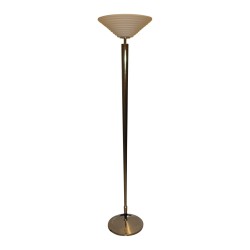 \"Delage\" chrome floor lamp with glassware.