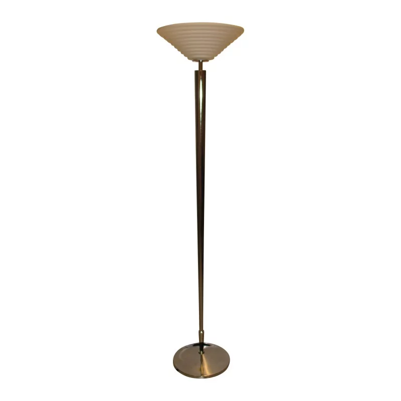chrome “Delage” floor lamp with glassware. - Moinat - Standing lamps