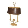 Lampe bouillotte 2 bougies en métal patiné crème vieilli, avec - Moinat - Lampes de table
