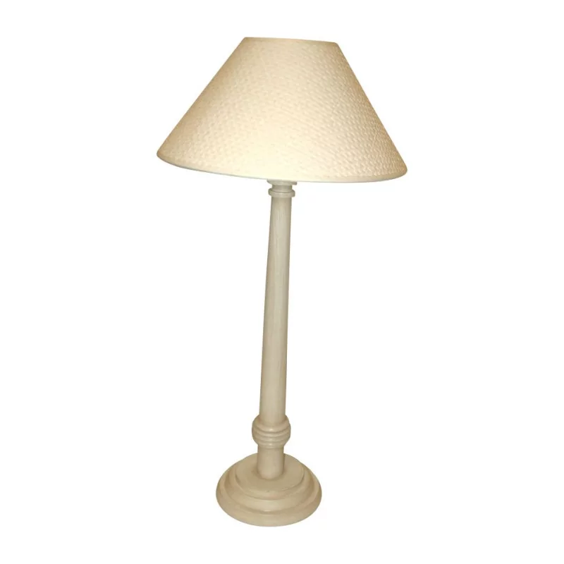 Lampe en bois blanchi avec pied rond, grand modèle, avec … - Moinat - Lampes de table