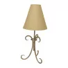 2 3-branch wrought iron lamps with aluminum patina and lampshade … - Moinat - Table lamps