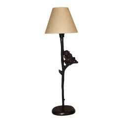 “Monkey” lamp in patinated bronze with clamp shade.