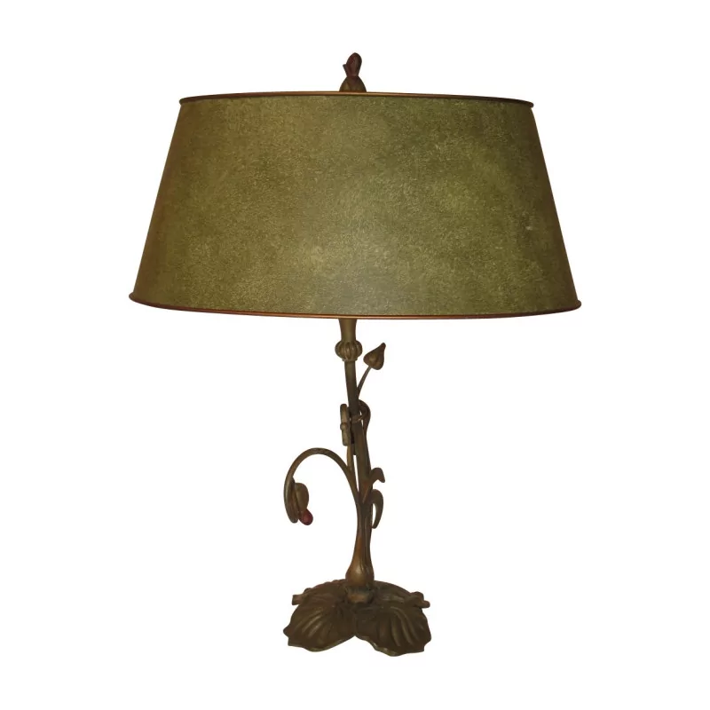 1900 style polychrome lamp, with shade in green sheet metal. - Moinat - Table lamps