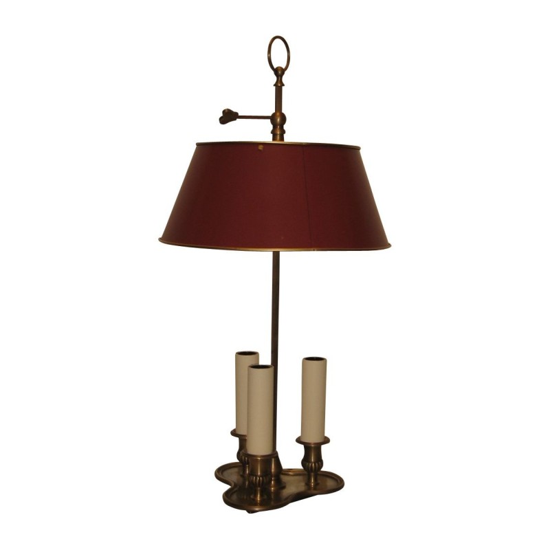 Lampe bouillotte 3 feux à plateau trèfle, en laiton patiné, … - Moinat - Lampes de table Lampe bouillotte 3 feux à plateau trèfle, en laiton patiné, … - Moinat - Lampes de table