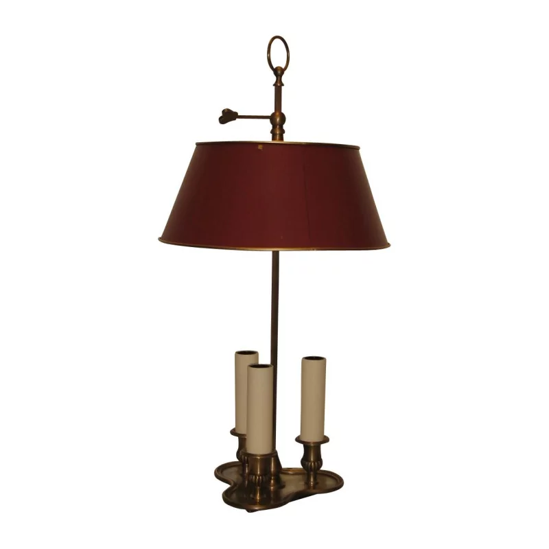 Bouillotte-Lampe 3 Lichter mit Kleeblatt, aus patiniertem Messing, … - Moinat - Tischlampen